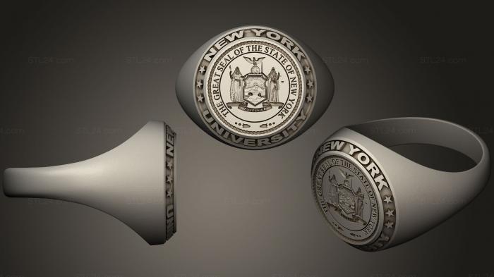Ювелирные перстни и кольца (Кольцо НЬЮ-Йоркского университета, JVLRP_0460) 3D модель для ЧПУ станка